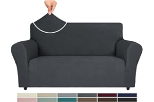 Ystyle Copri Divano 2 Posti con Braccioli, Copridivano AntiGraffio Gatto, Copridivani Elasticizzati, Pesante Inverno Copri Divani, Fodera Divano Antimacchia Lavabile Antiscivolo, Grigio Scuro