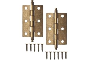 HOMETOOLS.EU Fuxxer® - bisagras antiguas, bisagras de metal, bisagras de hierro, diseño clásico, para armarios, puertas de armario, cofres, cajas de estilo retro vintage, 83 x 43 mm, juego de 2, bronce,