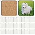 12 pcs Sublimation Square Coaster Blanks, products Bulk MDF sublimation Coasters Blanks, with cork back Heat Transfer Hardboard cork coasters, blank MDF sublimation cork coasters, 3.86x3.86 Inch