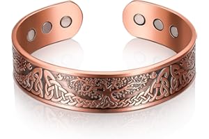 Otuuz Bracciale Magnetico in Rame per Uomo Donna Bracciale con Albero della Vita con 6 Magneti Calamite per Artrite Energetico, Misura Regolabile con Borsa Velluto (Bronze)