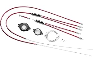 LUXU BMX Bike Gyro Brake Cables,Full Kit BMX Bicycle Brake Line Set Cable Wire,Front + Rear (Upper + Lower) with Spinner Rotor (Complete Set) for Bike Part Replacement - Red