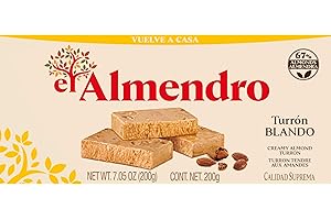 El Almendro -Turron Blando – Nougat mit gerösteten Mandel und Honig - Höchste Qualität - 200gr (Kein Gluten) - Spanisch nougat / Spanisch turron