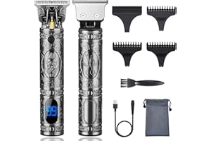 TIERNEY Haarschneidemaschine, Professionelles Bartschneider Herren, Elektrisch Haarschneider Männer, Schnurloser, Wiederaufladbar, T-Blade Barttrimmer Herren, Langhaarschneider mit LED-Anzeige (Grau)