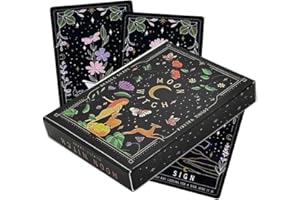 AYVRUOP Tarotkarten,Tarotkarten für Anfänger,Moon Witch Oracle,Witches Kartenspiel,Hexen Tarot,Schicksals-Weissagungskarte,42 Blätter