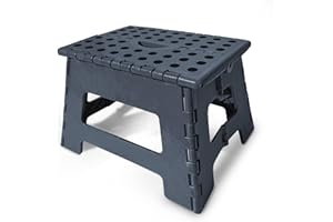 DS-LUX 22cm Tritthocker Klappbar - Faltbarer Hocker für Kinder und Erwachsene, Vielseitiger Klappstuhl, Praktischer Klapphocker und Falthocker, Stabil und Platzsparend - Ideal als Kinder Fußhocker (Schwarz)