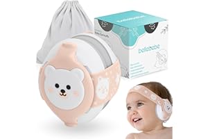 BELLEBEBE - Cuffie Neonato Antirumore - 0-36 Mesi - Ipoallergenico e Senza BPA - Certificato EN352-1, RoHS, CPC - Fascia Regolabile e Borsa da Trasporto