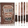 Andibro Cute Gel Pen, 5 Pcs Gel Pen with Soft Rubber Grip Retractable Pens 0.5mm Fine Point Black Ink Pens Kawaii Smooth Writing Pens for Journaling School Stationery Office Supplies (Coffee)