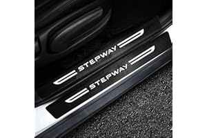 RIDGOEL 4 Piezas Protector de Umbral de Puerta de Coche, para Renault Dacia Sandero Stepway Decoración para Estribos de Coche de Fibra de Carbono Película Protectora de Pintura Pegatina B