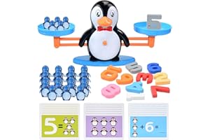 BAKAM Penguin Balance Scale & Number Counting Blocks Games for Kids Ages 3-5, Montessori Math Games for Kids 5-7, Preschool Kindergarten Learning Activities, STEM Educational Toys for 3+ Year Old