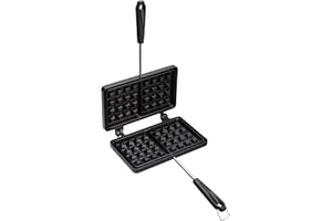 KitchenCraft Gaufrier Avec Revêtement Antiadhésif, Gaufrier Pour Cuisinière, Simple Et Pratique, Noir