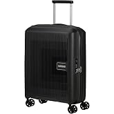 American Tourister Aerostep Cabin Trolley Case, 55 cm | Black, Expandable Hardcase, 55H x 40W x 20D cm, 36/40 L, 2.3 kg, with