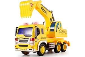 HERSITY Kids Toy Digger, Truck Lorry Toys Construction Vehicles with Lights and Sounds Cars Educational Toys Gifts for Children 3 4 5 6 Years Old Boys and Girls