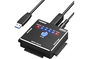 FIDECO USB 3.0 zu IDE und SATA Adapter, SATA zu IDE Festplatten Konverter, Externes Festplattenadapter für 2,5 und 3,5 Zoll HDD SSD, DVD-ROM/CD-ROM/CD-RW, Unterstützt Offline-Klonen