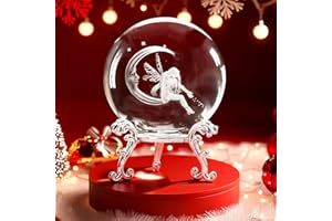 Minnhua Crystal Ball Crystal Ball Paperweight 3D Laser Moon and Fairy Figurines Glass Sphere Decorative Balls with Stand Fairy Gifts for Girl Birthday Christmas Gifts