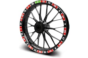 FINEST FOLIA 16-częściowy zestaw naklejek na obramowanie felg Design dla motocykli i samochodów, naklejki na felgi 15" 16" 17" 18" 19" MR019 (ruletka, połysk)