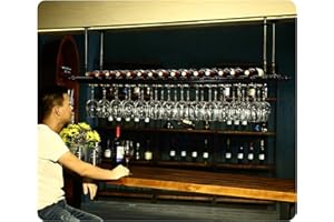 WPYGHLJN Soffitto Scaffale Portabottiglie, Porta Bicchiere da Vino Sospeso, Calici Sottopensile Appendi per Cucina Bar Ristorante, 2 Colori, 120x30cm/47,2x11,8pollici (Colore : Black)