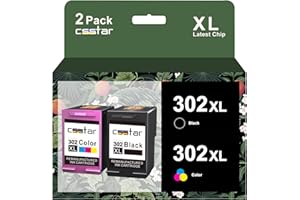 CSSTAR 302XL Cartucce d'inchiostro Sostituzione per cartucce HP 302 HP 302XL per HP Envy 4520 4522 4523 4524 DeskJet 1110 2130 3630 3632 3634 3636 Officejet 3830 3831 3833 3835 4650(2 Pack)