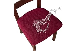 LANSHENG Coprisedie per Sedia 2/4 Pezzi Coprisedia Elasticizzato Coprisedia Senza Schienale Jacquard Coprisedia Coprisedili da Pranzo Coprisedili per sedie impermeabili (Borgogna, 2)