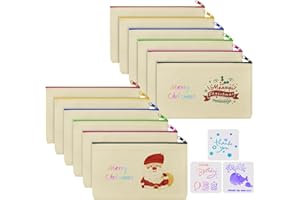Vicloon DIY Blanko Stoffbeutel, 12 Stück Reißverschluss , Stoff Federmäppchen, zum Bemalen, 21 x 12cm, Segeltuch Kosmetiktasche, für Schreibwaren, Kleinigkeiten