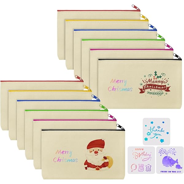 Astuccio Fai Da Te In Tela Bianco - 12 Pezzi Per Creare, Dipingere E Personalizzare - Ideale Scuola, Ufficio E Viaggi - Foto 5