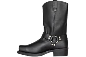 DJFOG Herren-Motorradstiefel mit quadratischer Zehenpartie, Westernstiefel zum Anziehen für Herren mit quadratischer Zehenpartie und seitlichem Reißverschluss