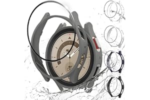 [5+5 Stück] SPGUARD Hülle für Samsung Galaxy Watch 5 Pro 45mm Panzarglas Schutzfolie+Schutzhülle, Gehärtetes Glas Displayschutzfolie Hart PC Bumper Case für Samsung Galaxy Watch 5 Pro 45mm