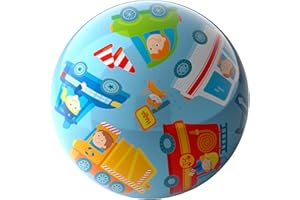 HABA Kinderball Fahrzeuge – 22 cm, mit Ventil, robuster Kunststoff, Spielball mit Polizei & Krankenwagen-Motiv, für drinnen & draußen, ab 2 Jahren – 2012746001