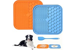 AiQInu 2 Pièces Tapis de Lèche Chien, Tapis de Léchage Chien sans BPA, avec 1 Spatule en Silicone, Le Toilettage et l'entretien des Griffes
