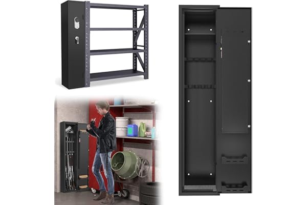 Froadp Coffre-fort pour armes en tôle d'acier Coffre-fort pour munitions Cabinet d'armes 30x28x138cm Coffre-fort réglable pour armes à longue portée avec serrure à clé et serrure à combinaison - Noir