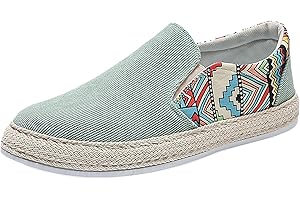 MOMOLAA Canvas Espadrille Shoes for Men, Men's Closed Toe Comfortable Canvas Slip on Flat Espadrilles Fashion Casual Cloth Shoes Leisure Walking Sneaker Clearance