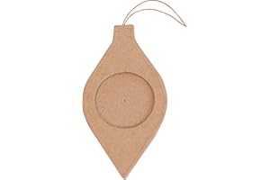 Decopatch NO051C - Quadretto palla di Natale allungata da appendere e da decorare in cartapesta marrone - 0,5x6,5x12,5 cm