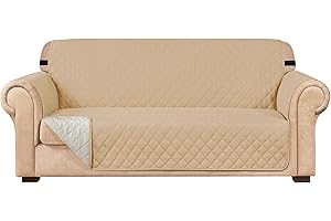 subrtex - Funda de sofá Acolchada Reversible para sofá de 2 plazas, con Correas elásticas Ajustables y Bolsillo Lateral de Almacenamiento (para sofá de Dos plazas, Arena)