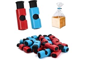 HOAAIGO 20 Stück Verschlussclips mit Press-Funktion, Verpackungsbeutel Verschlussklammern, Lebensmittel Taschen Verschlussclips, Dichtungsclip für Tüten Gefrierbeute, Plastiktüte Beutelclips für Küche/Büro