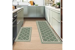 MIQEBX 2 Pcs Kitchen Rugs and Mats, Anti Fatigue Kitchen Rug Sets,Comfort Floor Mats Washable Non Slip Kitchen Rug Runner for Office Sink Laundry (Geometry C, 43x150cm+43x75cm)