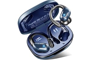 RULEFISS Ecouteurs Bluetooth 5.4 sans Fil Sport, 75Hrs Oreillette sans Fil avec 3D HiFi Stéréo, 4 ENC Réduction de Bruit Mics, IP7 Etanche, USB-C Charge Rapide Casque Running, Écran LED Earbuds Android iOS
