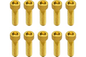 Biqiure M6 Motorcycle Screw Yellow Aluminum Alloy Motorcycle Hex Socket Head Bolts Bumper Screws M6 x 20mm Motorcycle License Plates Fairing Bolts Screws,10pcs