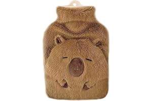 KASESSS Capibara Borsa Acqua Calda, Capibara Peluche Boule Acqua Calda, Borse Acqua Calda con Copertura, Capybara Peluche Hot Water Bottle, 1000 ml Hot Water Bag, Calda Regalo Donna Ragazza