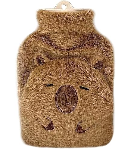 Bouillotte Eau Chaude, 1L Bouillotte Peluche Bouillotte Avec