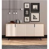 VM VERTEX MOBİLYA Latina Modern Konsol 180 Cm Safir Meşe - Beyaz Safir Meşe-Beyaz 45 x 180