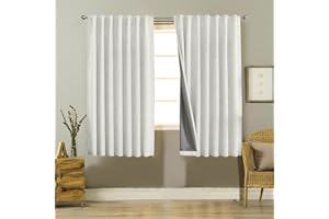 Joydeco 100% Tende Oscuranti per Interni 2 Pezzi, Lino Tende Termiche con Passanti per Soggiorno Moderne, Cameretta Bambini, Camera da Letto Blackout Curtains (2xL117xA137, Beige Chiaro)