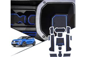 RUIYA Compatible avec Volkswagen T-ROC 2018-2023 Tapis Anti-Dérapants, Tapis de Protection Antidérapants Intérieur Sécurité Tapis de Tasse de Garniture de Porte,Tapis en Caoutchouc (Bleu)