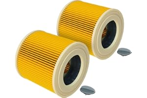vhbw 2x Filtro plisado compatible con Kärcher A 2254 Me, A 2534 pt, A 2554 Me, A 2604, A 2654 Me, A 2656 X Plus, SE 4001, SE 4002 aspiradora - amarillo