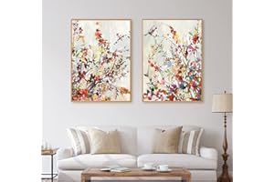 DLKAJFK Zestaw 2 plakatów, obrazy ścienne, olejne na płótnie, kwiaty, abstrakcyjny plakat artystyczny, obraz ścienny do salonu, sypialni, bez ramy (style 1,60 x 90 cm x 2)