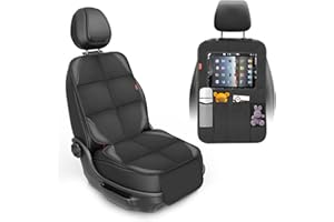 VANLONTD Autositzschutz + Rücksitz-Auto-Organizer Trittmatte, Autositzbezug Für Kinderautositz Mit Aufbewahrungstaschen, Universalgröße Passend Für Autositze Aus Leder Und Stoff