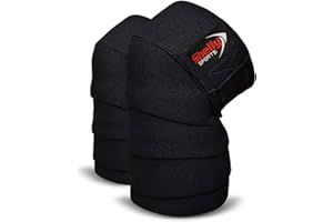 SHELLY SPORTS Shelly Knee Wraps for weight Lifting Powerlifting Squatting Knee Support CrossFit Knee Guard and Olympic Lifting four rubber Heavy Duty Elasticated Knee Bands for men and women (Black)