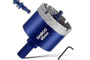 Diamanthålsåg 45mm med Centrumborr Diamant Hålsågar Kakelborr Hårdlödd Diamantkärnborr Glasborr med Diamantbeläggning Kolstål Diamantborr för Kakel Kvartsit Marmor Kalksten
