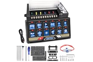 Chelhead 12 Gang 12V/24V Switch Panel: RGB Acc Battery Control Toggle Momentary Pulsed Switch for Led Light Bar Pods Compatible with Truck Offroad UTV ATV Car Marine