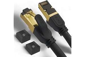 Reulin – PREMIUM a Trefoli di Rame Cavo Ethernet RJ45 LAN Cat 8 SSTP 40 Gbps Compatibile con Switch Console da Gioco WiFi Modem Router Smart TV Box 4K 8K Computer Portatile Internet 1M
