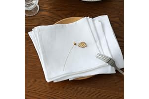 Simple&Opulence 100% Pure Linen Dinner Napkins -Suitable for Daily Use at Home-Set of 4, 36 x 36 cm,White