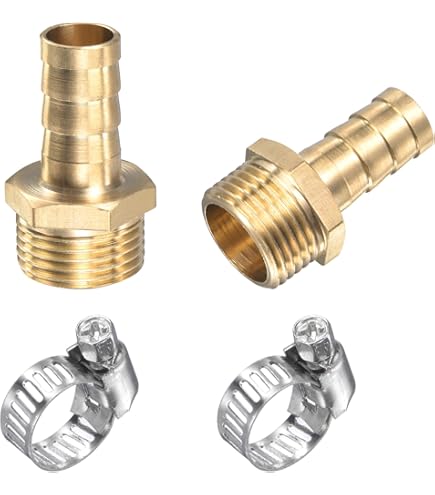 2-Wege Schlauchverbinder Messing 10mm - Mit Kugelhahn Und 2 Schlauchschellen